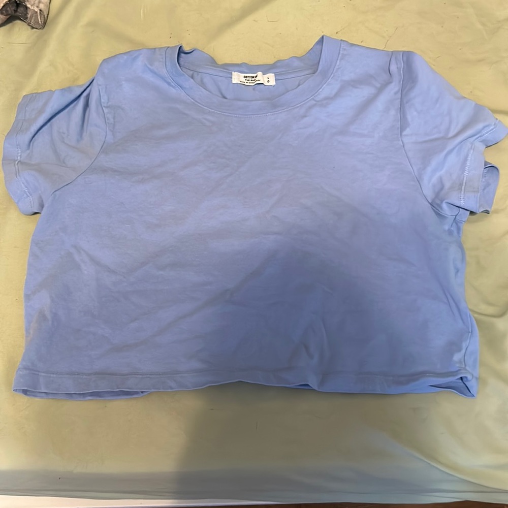 Large, baby blue, loose crop top